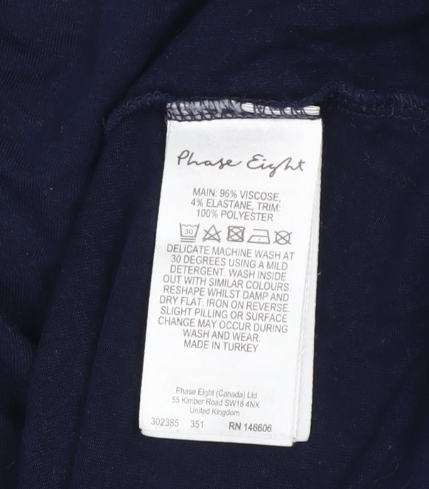Phase Eight Women's Blue Viscose Stretch Jersey T-Shirt UK 12