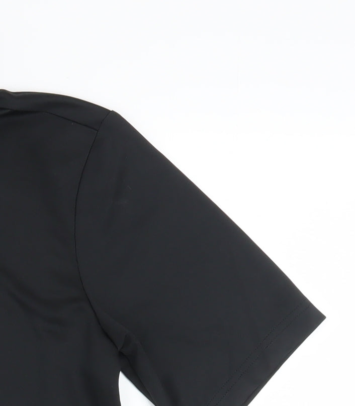 Adidas Boys Black Polo Shirt 15-16 Years Activewear Lightweight Top