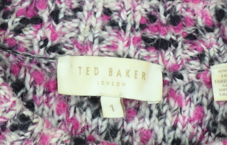 Ted Baker Women’s Multicoloured Wool Blend Chunky Knit High Neck Jumper Size S