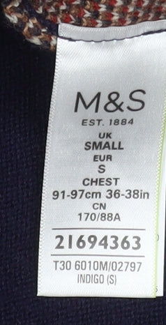 Marks & Spencer Men Navy Christmas Dog Jumper Small Regular Fit Acrylic