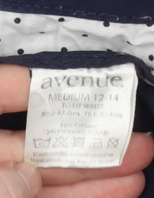 Avenue Women’s Blue Chino Trousers Size 12-14 Cotton Blend Stretch