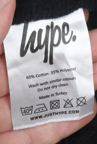 Hype Women Black Hoodie Size 10 Pullover Cotton Blend Casual