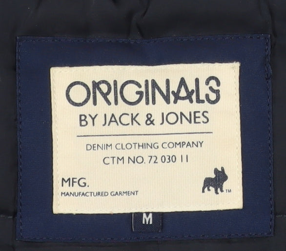 Jack & Jones Originals Mens Blue Hooded Puffer Jacket Size M