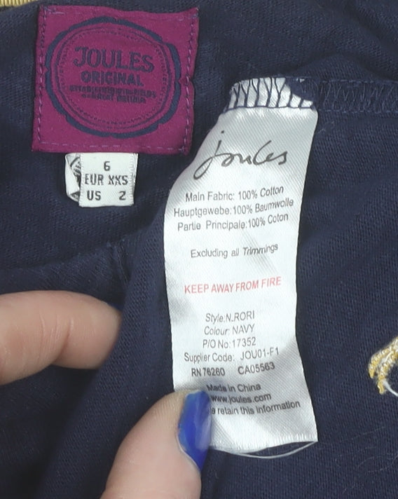 Joules Womens Navy Blue Long Sleeve Cotton Shirt Dress Size 6