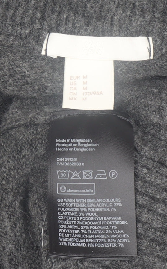 H&M Women's Grey Cowl Neck Long Sleeve Pullover Jumper Size 12