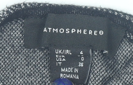 Atmosphere Womens Black Check Shift Dress Size 4 Knit 3/4 Sleeve