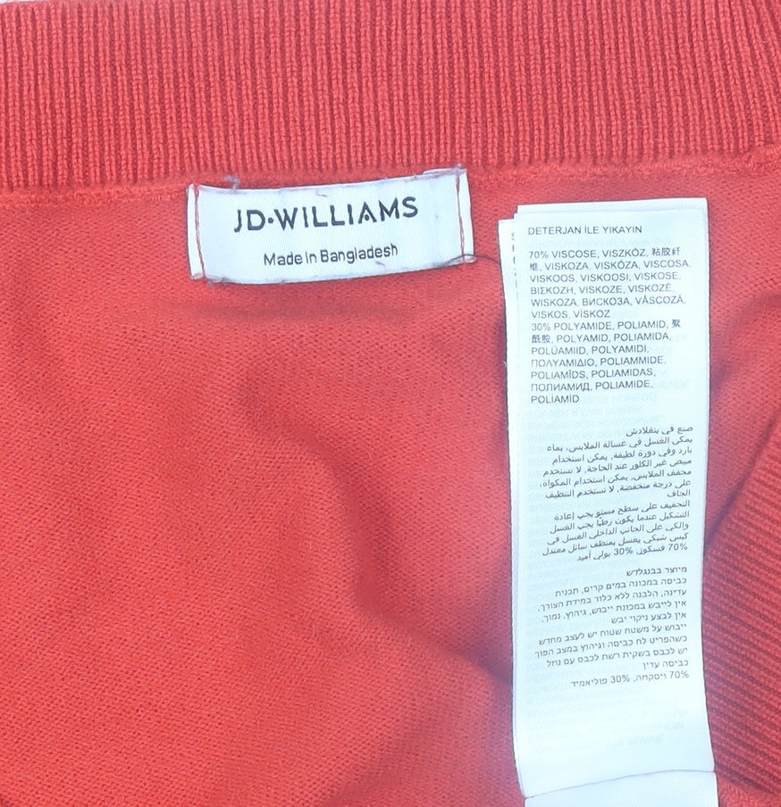 JD Williams Women's Red V-Neck Long Sleeve Pullover Jumper UK 16