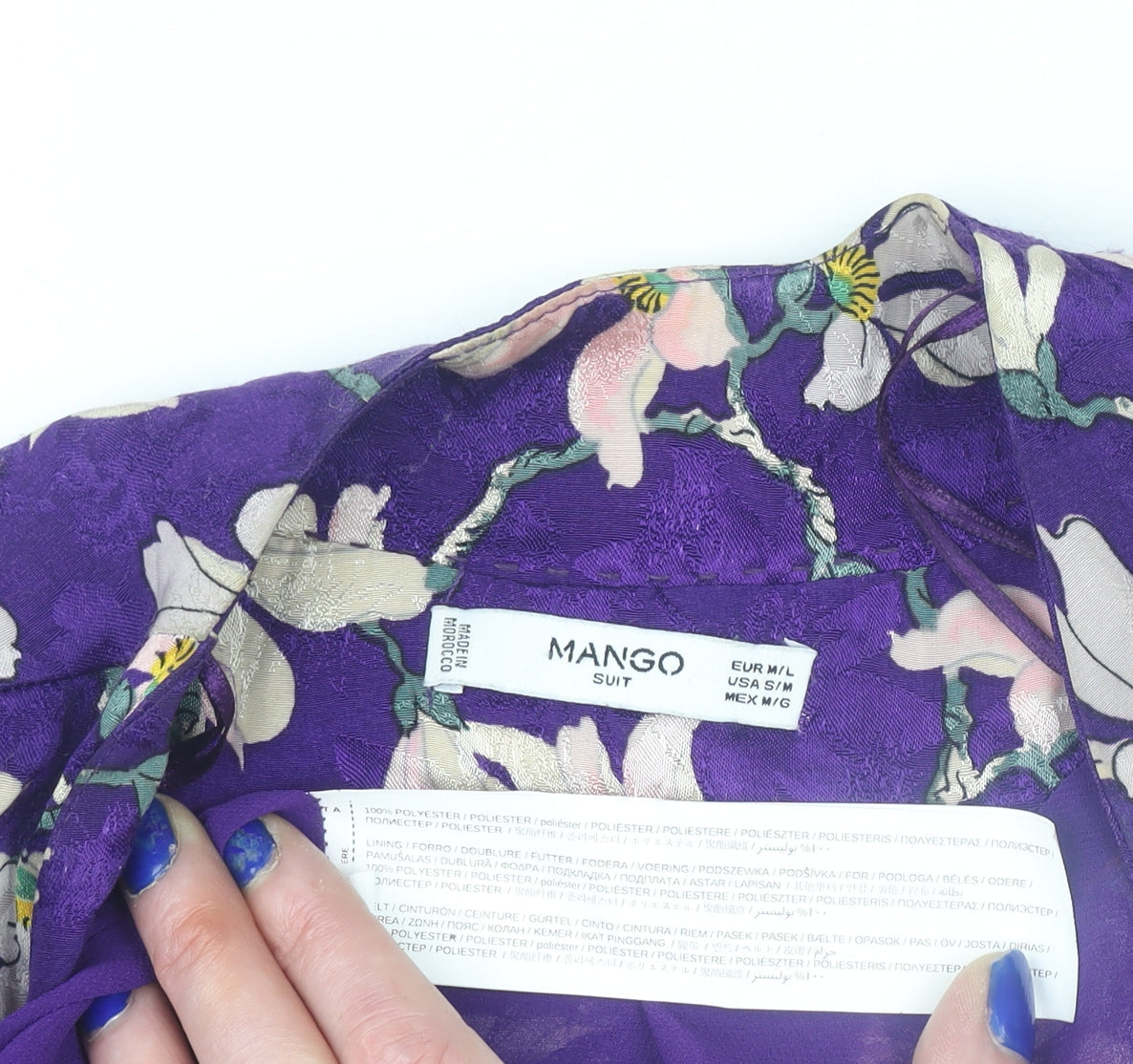 Mango Women’s Purple Floral Kimono Style Blouse Size 14