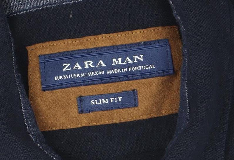 Zara Man Men's Blue Slim Fit Cotton Button-Up Shirt Medium