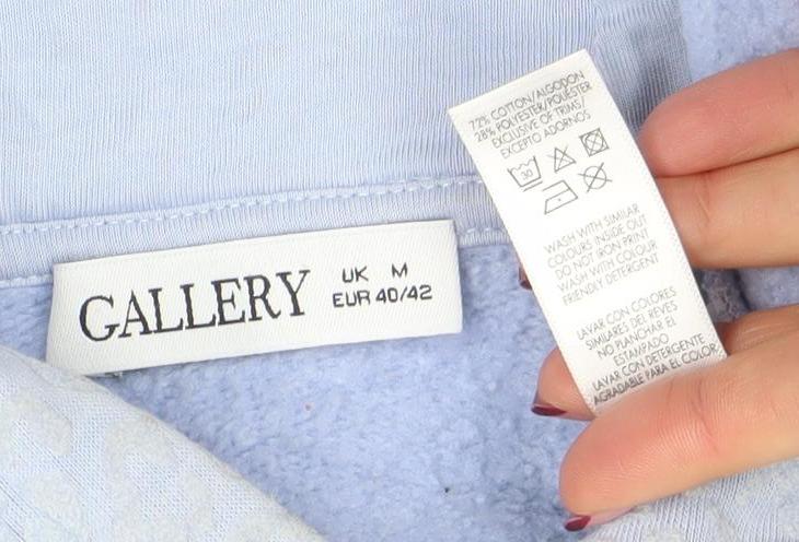 Gallery Women’s Blue Hooded Pullover Sweatshirt UK M Cotton Blend