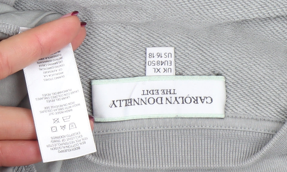 Carolyn Donnelly The Edit Women Grey XL Pullover Sweatshirt with Drawstring Hem