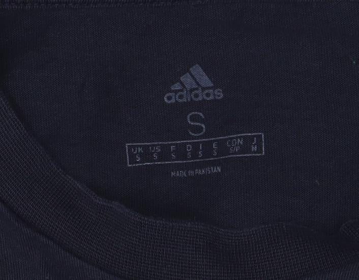 Adidas Men's Blue Small Logo Graphic Short Sleeve T-Shirt