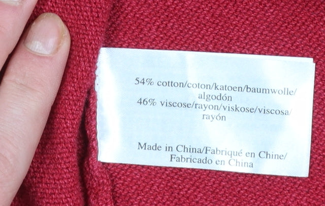 Laura Ashley Women's Red V-Neck Pullover Jumper Size 10 Cotton Blend