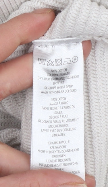 French Connection Women Ivory Cotton Jumper S Crew Neck 3/4 Sleeve
