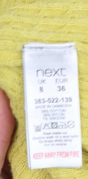 Next Women’s Yellow V-Neck Cable-Knit Jumper Size 8