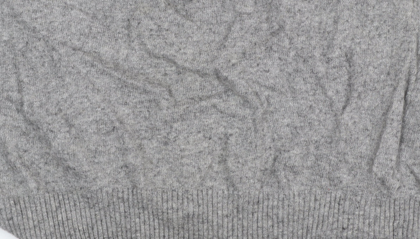 Black Label Crestbridge Women's Grey Wool Wolf Jumper M