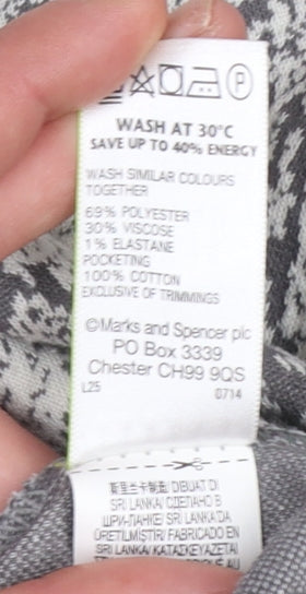 Marks & Spencer Women Grey Animal Print Pullover Sweatshirt UK 14
