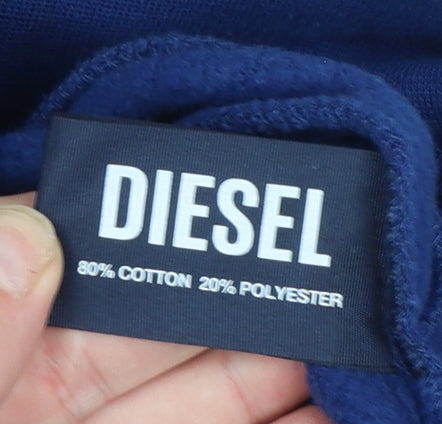 Diesel Men's Blue XL 1/4 Zip High Neck Cotton Sweatshirt