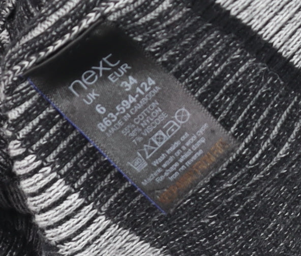 Next Women Grey Striped Roll Neck Knit Bodycon Dress Size 6