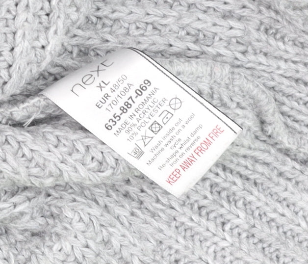 Next Men's Grey XL Chunky-Knit Crew Neck Jumper