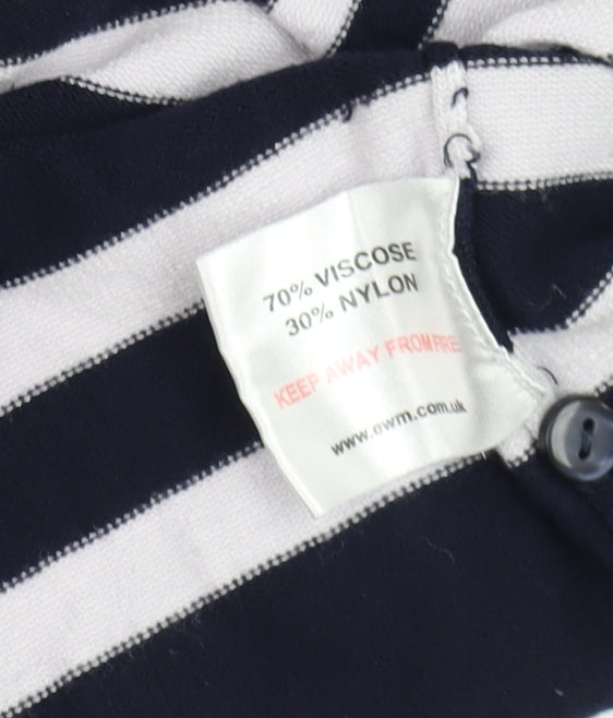 Isle Women's Navy White Striped Open Cardigan Size 18-20 Viscose Blend