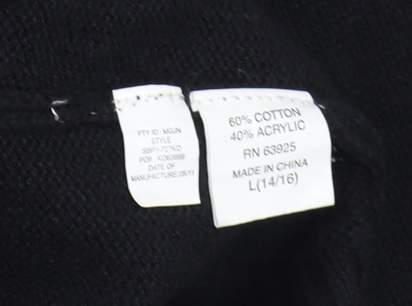 XG Men's Black Argyle V-Neck Cotton Blend Jumper Size L