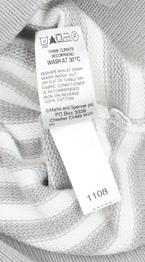 Marks & Spencer Women’s Grey Striped Cotton Jumper UK 8