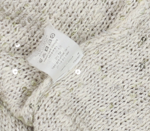 River Island Women’s Beige Sequin Knit Pullover Jumper Size 8
