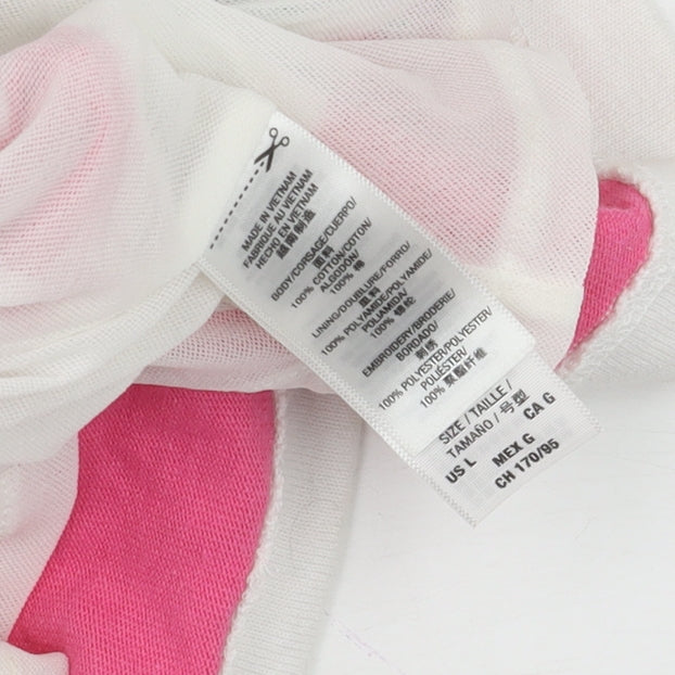 Juicy Couture Womens Pink Striped Embroidered Shift Dress Size 14