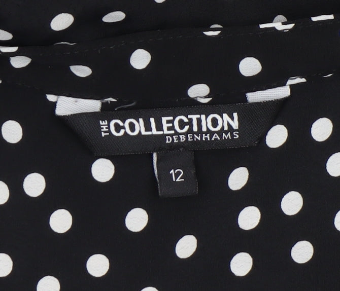 Debenhams Women’s Black White Polka Dot Ruffle Blouse Size 12