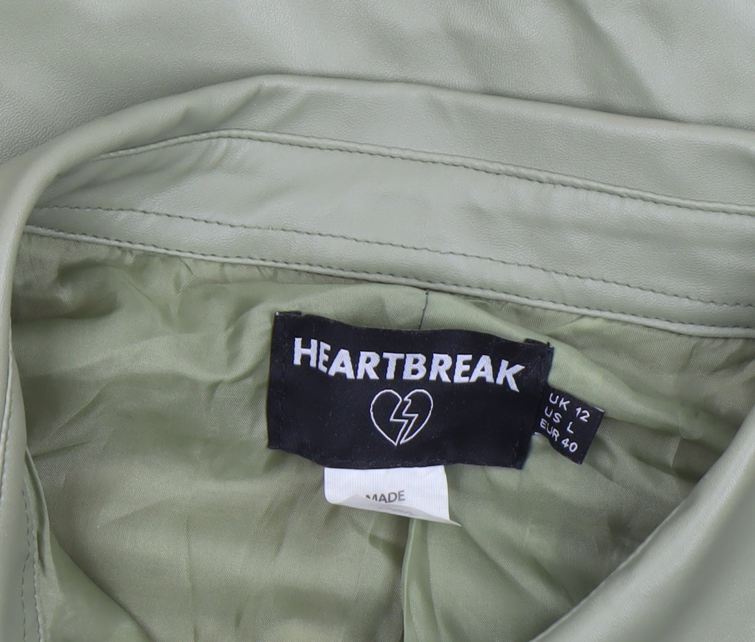 Heartbreak Women’s Green Faux Leather Button Jacket UK 12