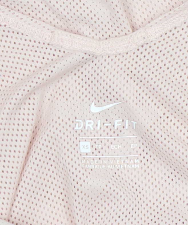 Nike Women Pink Dri-Fit Mesh Short Sleeve V-Neck Training T-Shirt XS