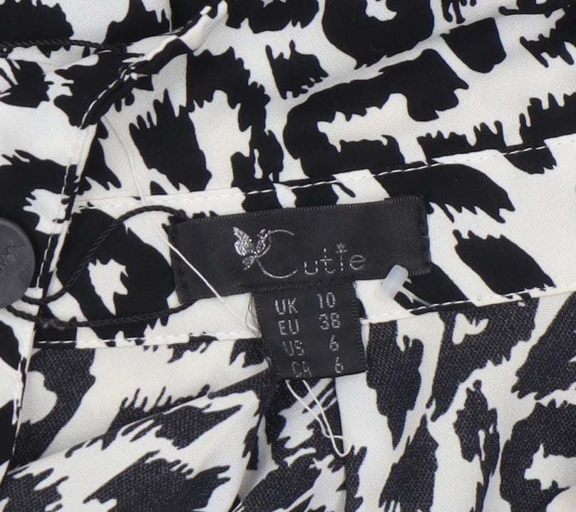 Cutie Women’s Black White Leopard Print Polyester Jumpsuit UK 10