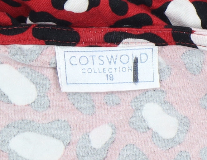 Cotswold Collections Womens Red Animal Print 3/4 Sleeve Tunic Blouse Size 18