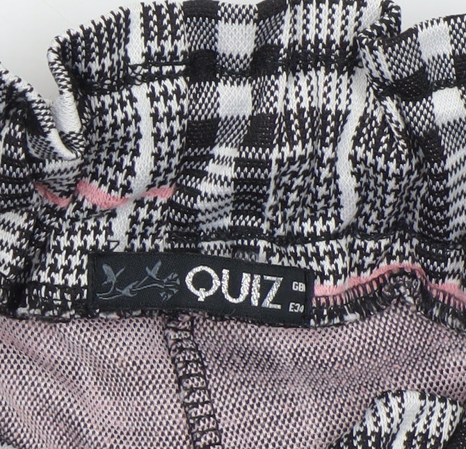 Quiz Women’s Grey Check Paperbag High Waist Tapered Trousers Size 6