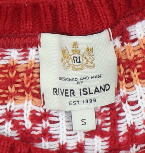 River Island Womens Red Christmas Fair Isle Jumper Size S