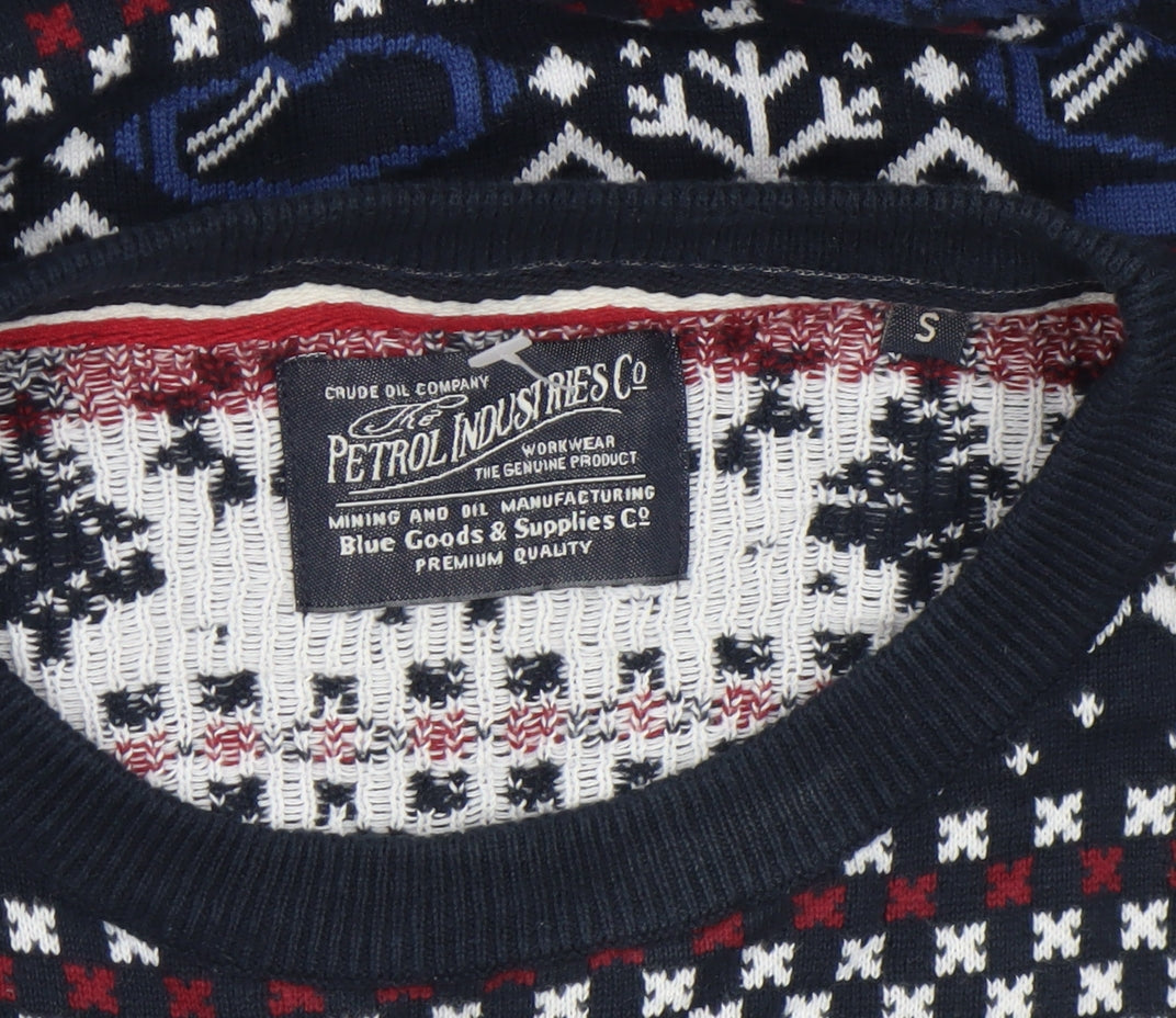 Petrol Industries Men's Multicoloured Fair Isle Cotton Jumper Size S