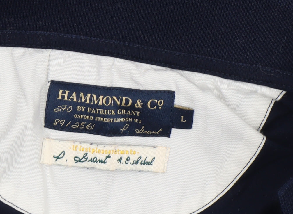 Hammond & Co Men’s Blue Houndstooth Polo Shirt Size L Cotton Blend