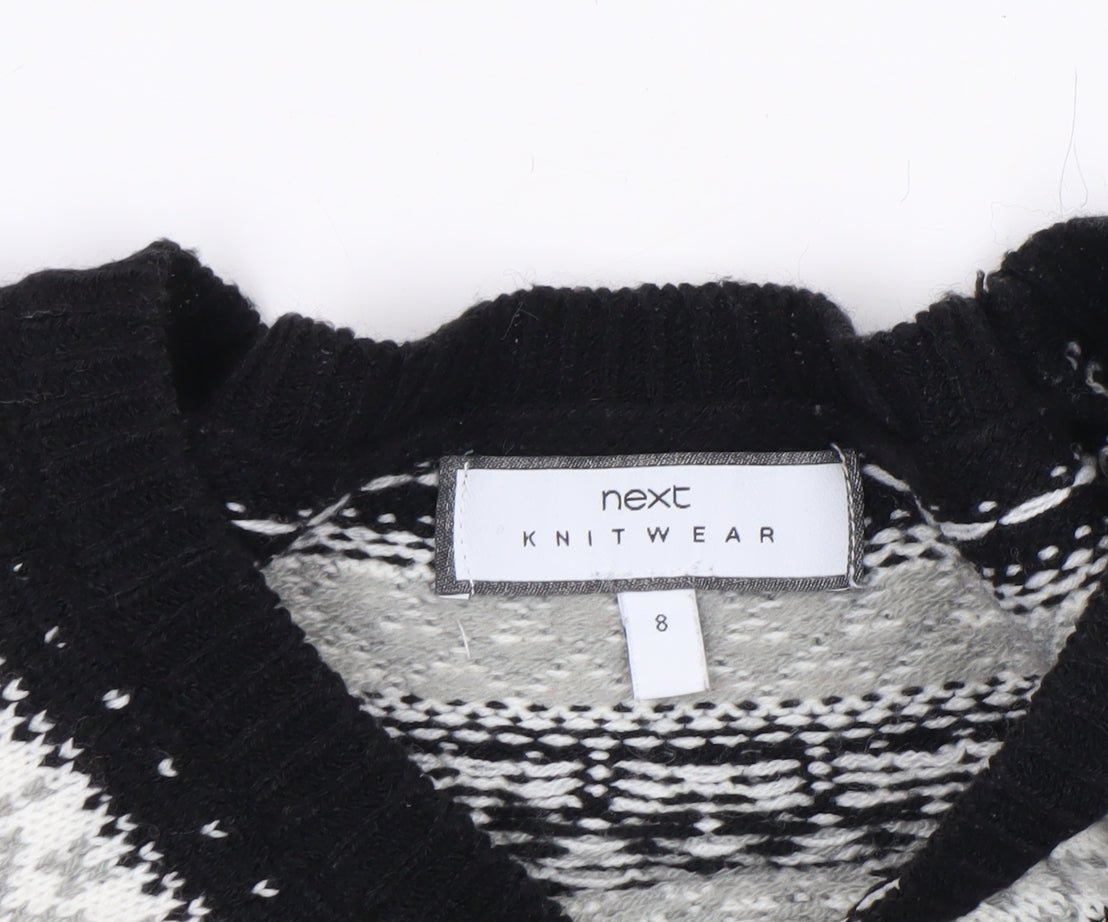 Next Women's Black Fair Isle Christmas Jumper Size 8