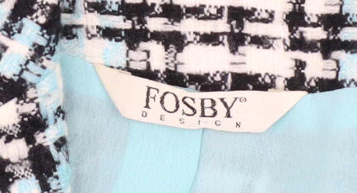 Fosby Design Women's Blue Check Tweed Blazer Jacket Size 16