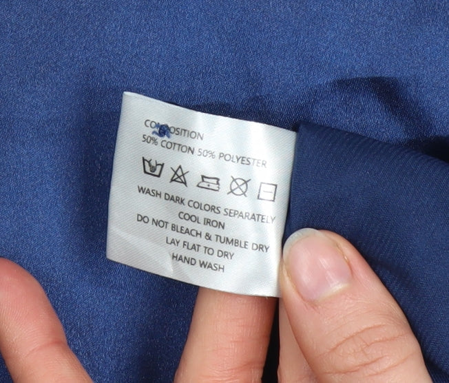 Lennon Courtney Blue Satin Crew Neck Women's Blouse Size M