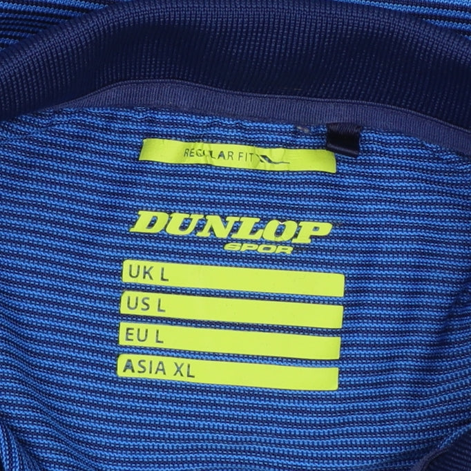 Dunlop Men's Blue Striped Polo Shirt L Regular Fit Sports Top