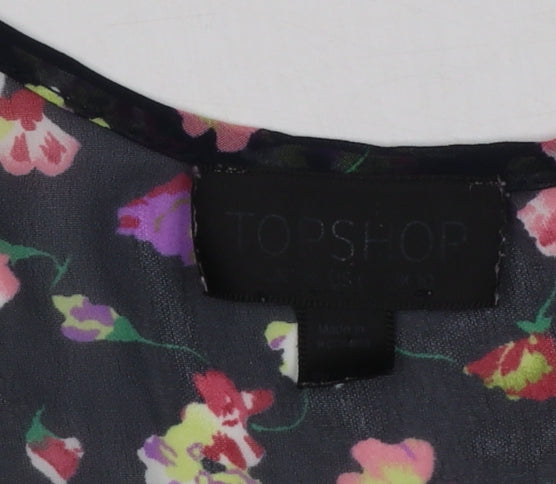 Topshop Women's Multicoloured Floral Chiffon Tank Top Size 12