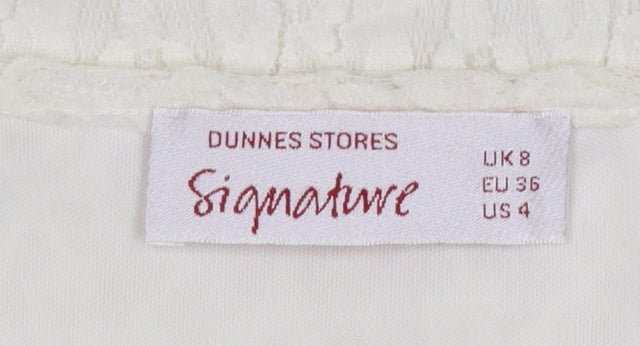 Dunnes Signature Women Ivory Lace 3/4 Sleeve Blouse UK 8