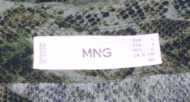 Mango Women’s Green Animal Print Button-Up Shirt Size 14