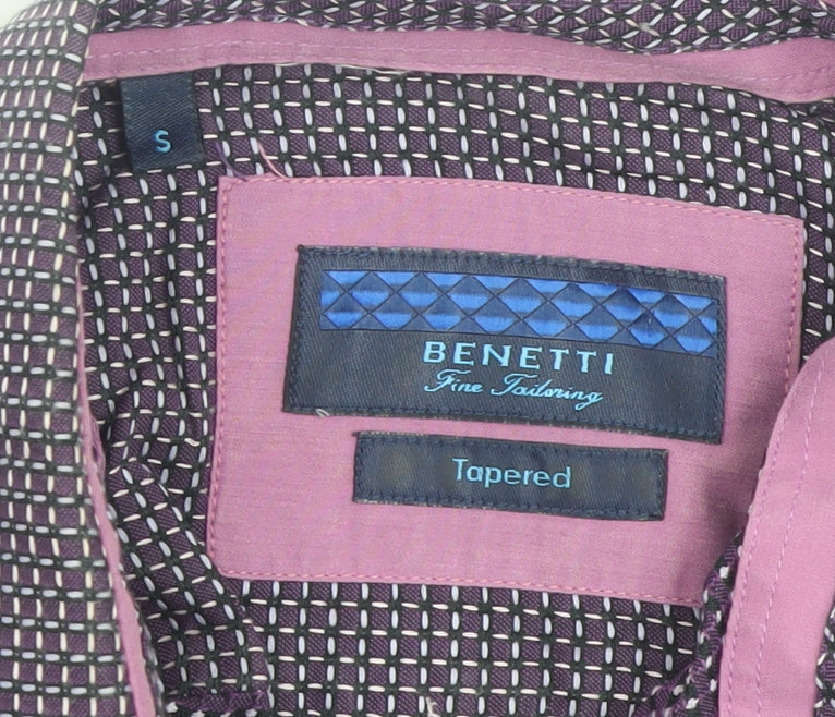 Benetti Men's Purple Slim Fit Geometric Long Sleeve Shirt Size S