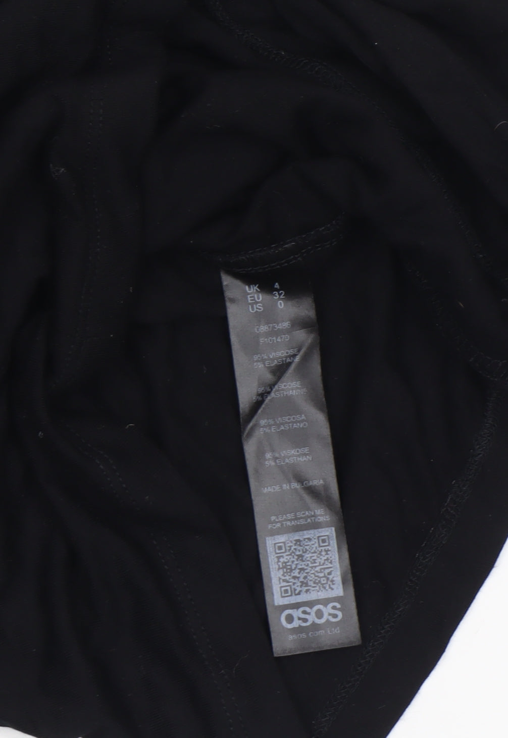 ASOS Women Black Wrap Long Sleeve Jersey Blouse Size 4