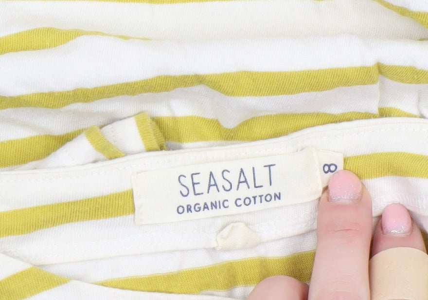 Seasalt Women’s Yellow Stripe Organic Cotton Long Sleeve T-Shirt Size 8