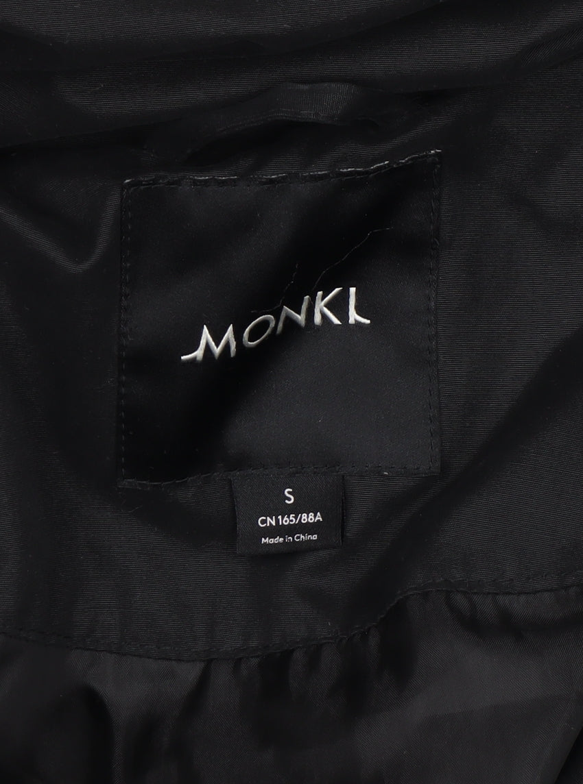 Monki Women's Black Puffer Coat Size S Mid-Length Polyester Winter Jacket