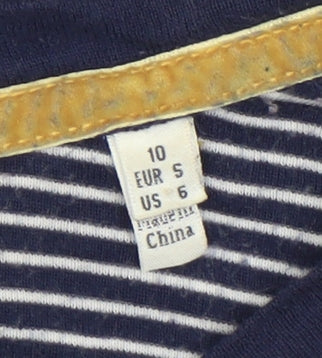Joules Womens Blue Striped Long Sleeve Cotton Modal T-Shirt Size 10